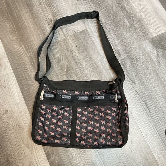 LeSportsac Womens Very Rare Schnauzer Print Expanded Crossbody Bag Boho Washable - Picture 8 of 10